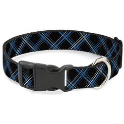 Plastic Clip Collar - Plaid Black/Turquoise/Gray
