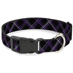 Plastic Clip Collar - Plaid Black/Purple/Gray