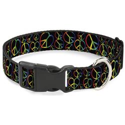 Plastic Clip Collar - Peace Heart Black/Rainbow Ombre