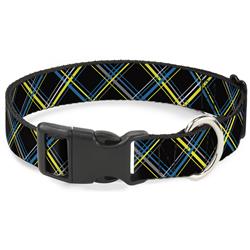 Plastic Clip Collar - Plaid Black/Yellow/Turquoise/Gray