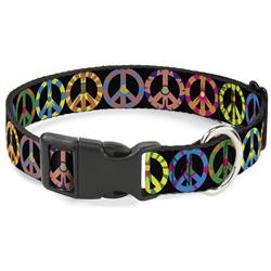 Plastic Clip Collar - Peace Flowers Black/Multi Color