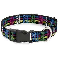 Plastic Clip Collar - Plaid Black/Neon Animal Skins