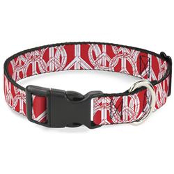 Plastic Clip Collar - Peace Sketch Red/White