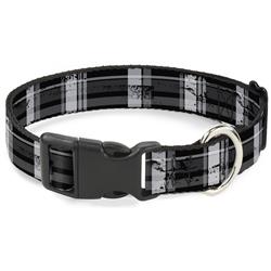 Plastic Clip Collar - Plaid Weathered Black/Gray/White