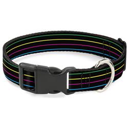 Plastic Clip Collar - Pinstripes Black/Multi Color