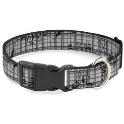 Plastic Clip Collar - Plaid Curls Gray