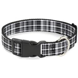 Plastic Clip Collar - Plaid Black/White
