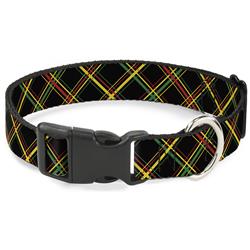 Plastic Clip Collar - Plaid X Rasta