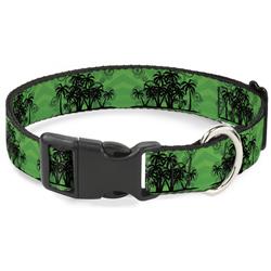 Plastic Clip Collar - Palm Trees/Rings Greens/Blacks