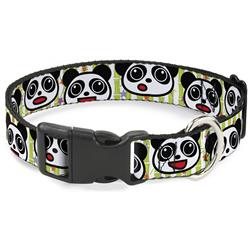 Plastic Clip Collar - Panda Bear Cartoon Bamboo White/Greens/Multi Color