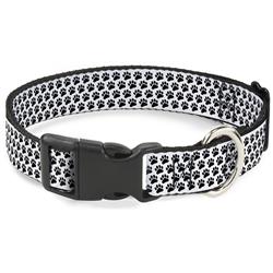 Plastic Clip Collar - Paw Print White/Black