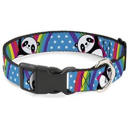 Plastic Clip Collar - Pandas & Rainbows w/Stars
