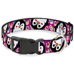 Plastic Clip Collar - Penguins w/Cupcakes Fuchsia/Purple/White