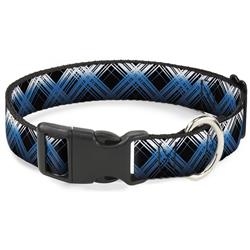 Plastic Clip Collar - Plaid X Gradient Black/White/Blue