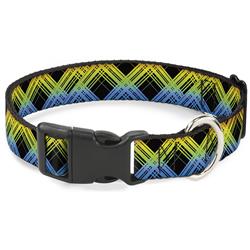 Plastic Clip Collar - Plaid X Gradient Black/Orange/Green/Blue