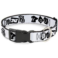Plastic Clip Collar - Punk You White/Black