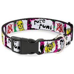 Plastic Clip Collar - Pure Punk w/Safety Pins Black/Fuchsia/White