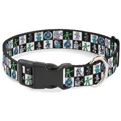 Plastic Clip Collar - Robot Checkers Black/White