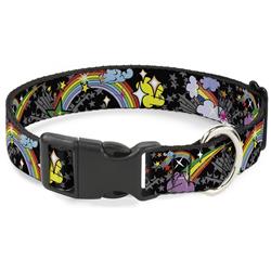 Plastic Clip Collar - Rainbow Cloud Stars Black