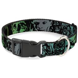 Plastic Clip Collar - Retro Monster Aqua/Black