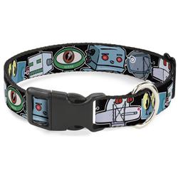 Plastic Clip Collar - Robots CLOSE-UP Black