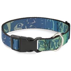 Plastic Clip Collar - Retro Monster Aqua