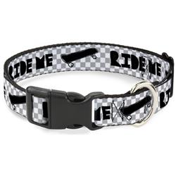 Plastic Clip Collar - RIDE ME Skateboard w/Mini Checker White/Gray/Black