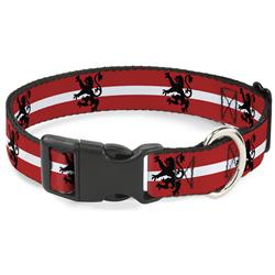 Plastic Clip Collar - Rampant Lion Repeat/Stripes Red/White/Black
