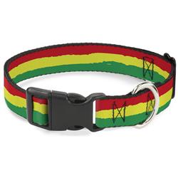 Plastic Clip Collar - Rasta Stripes Painted Green/Yellow/Red