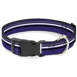 Plastic Clip Collar - Racing Stripes Purple/Gray/White/Black
