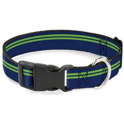 Plastic Clip Collar - Racing Stripe Navy/Bright Green