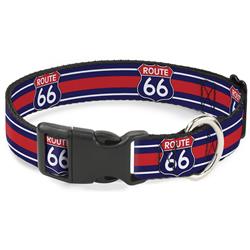 Plastic Clip Collar - ROUTE 66 Highway Sign/Stripe Blue/White/Red