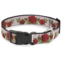 Plastic Clip Collar - Rose Trio/Leaves Pink