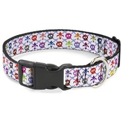 Plastic Clip Collar - Skull & Fleur-de-Lis White/Multi Color