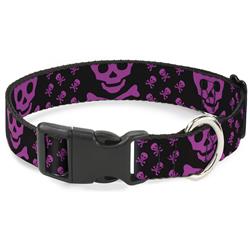 Plastic Clip Collar - Skull w/Babies Black/Fuchsia