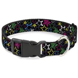 Plastic Clip Collar - Sketch Stars Black/Multi Color