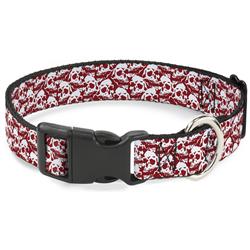 Plastic Clip Collar - Skull Yard Red/White