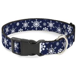 Plastic Clip Collar - Snowflakes Blue/White