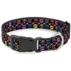 Plastic Clip Collar - Skull & Fleur-de-Lis Black/Multi Color