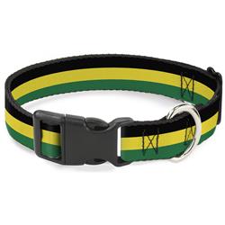Plastic Clip Collar - Stripes Black/Yellow/Green
