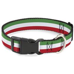 Plastic Clip Collar - Stripes Green/White/Red