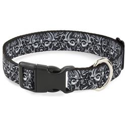 Plastic Clip Collar - Sleeve Skulls Black/Gray