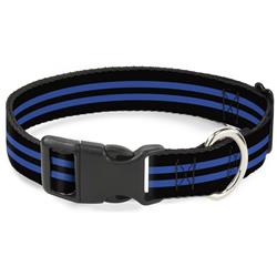 Plastic Clip Collar - Stripe Black/Blue