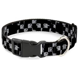 Plastic Clip Collar - Scribble Checker Black/White