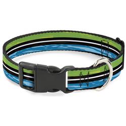 Plastic Clip Collar - Scribble Stripes Blue/Green/White