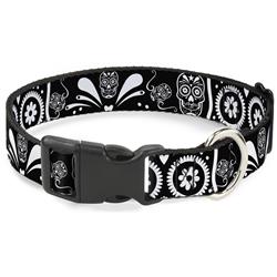 Plastic Clip Collar - Sugar Skulls Black/White