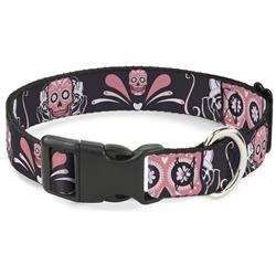 Plastic Clip Collar - Sugar Skulls Gray/Pink