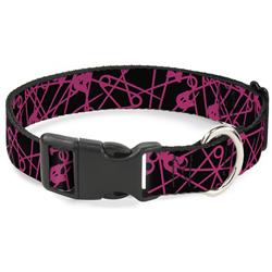 Plastic Clip Collar - Safety Pins Black/Fuchsia