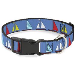 Plastic Clip Collar - Sailboats Blue