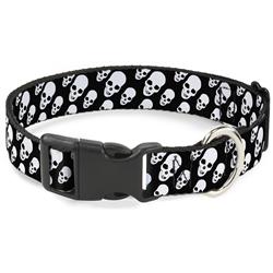 Plastic Clip Collar - Tilted Skulls Black/White